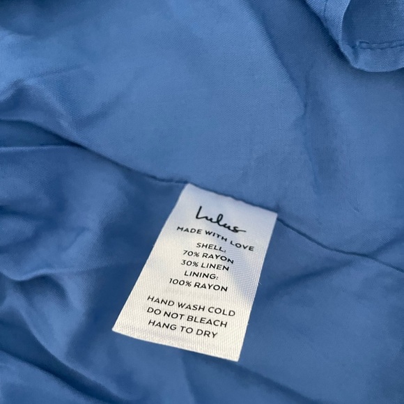 Lulu's Azure Puff Sleeve Linen Blend Mini Dress - Picture 9 of 12